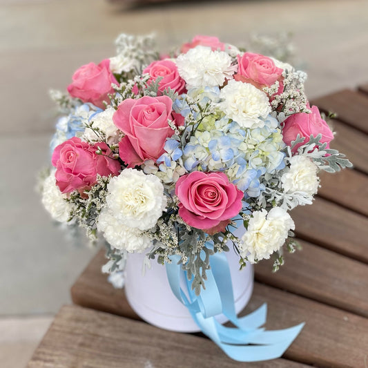 # 11 Pink, blue and white