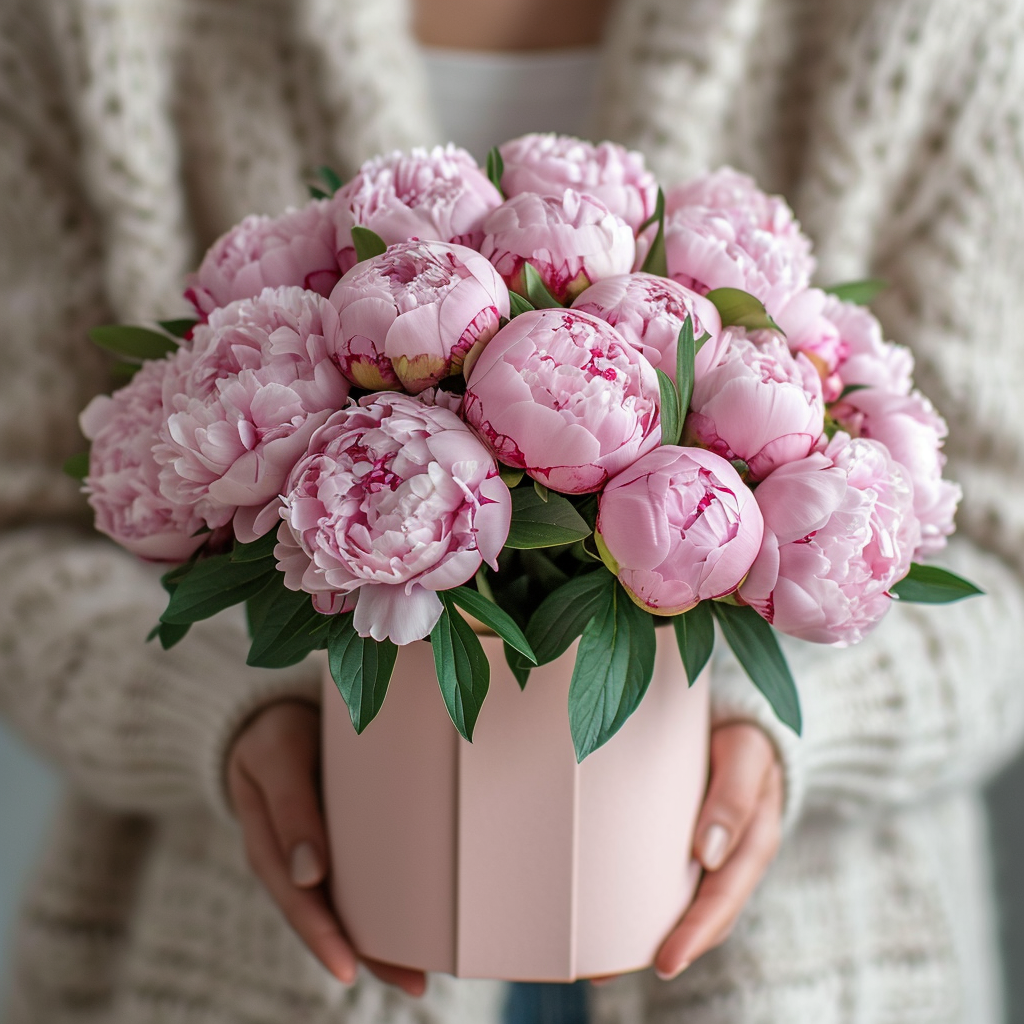 # 33 Pink Peonies in box