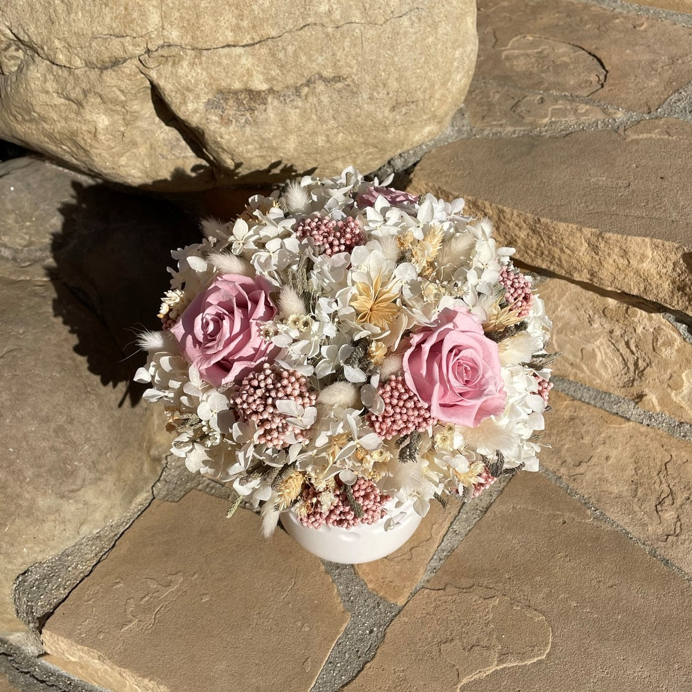 004 Luxury Everlasting Flower Arrangement with Preserved Roses and Dried flowers. Available Now!!!