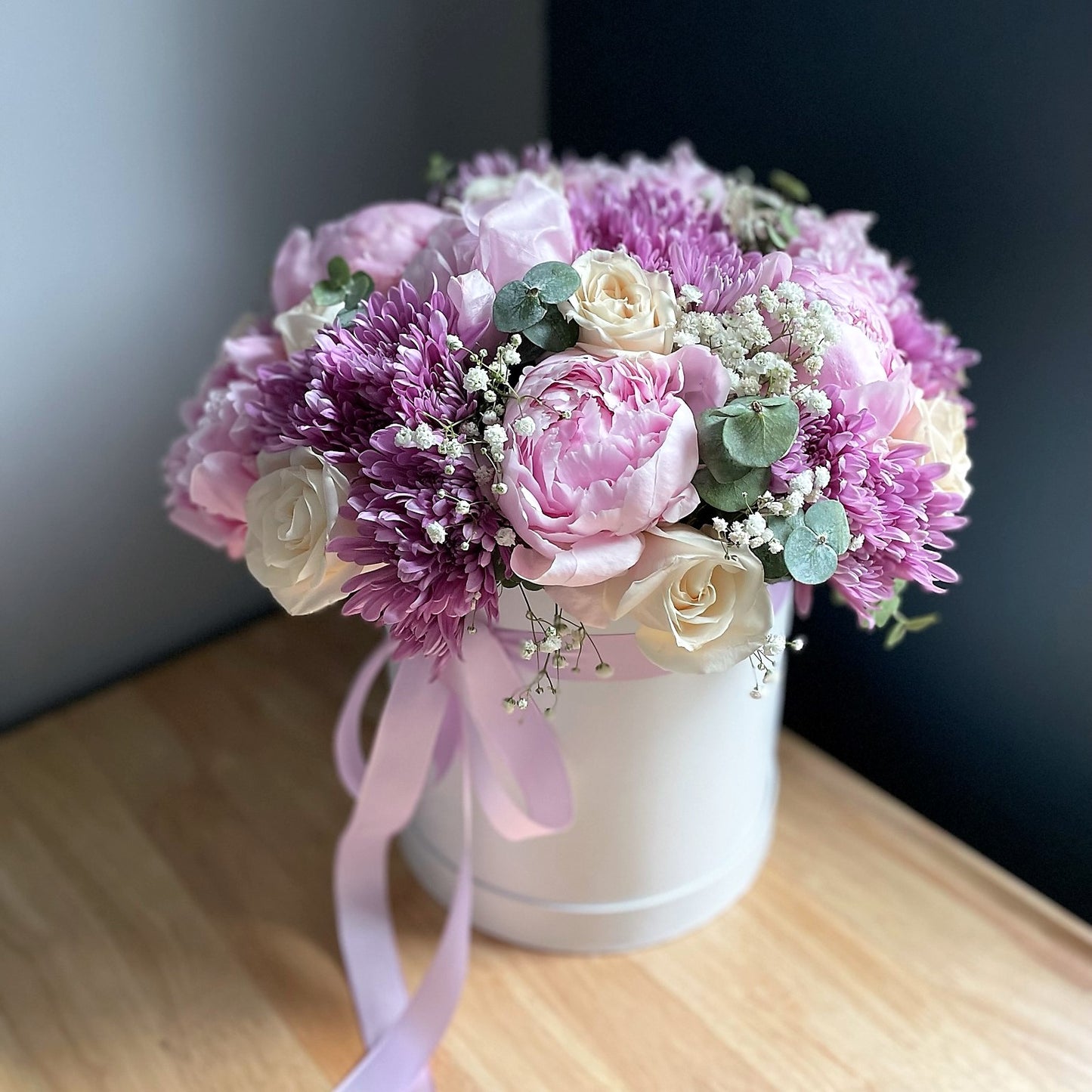 # 52 Pink Peonies with Blue hydrangeas