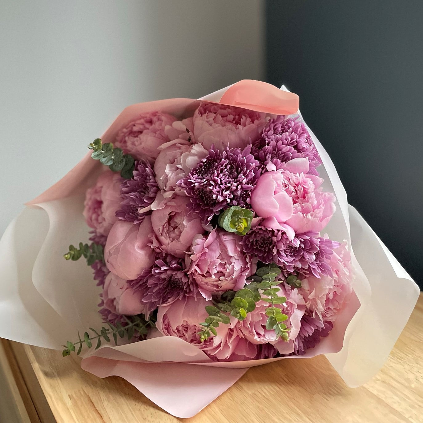 # 50 Bouquet with peonies and chrysanthemums.