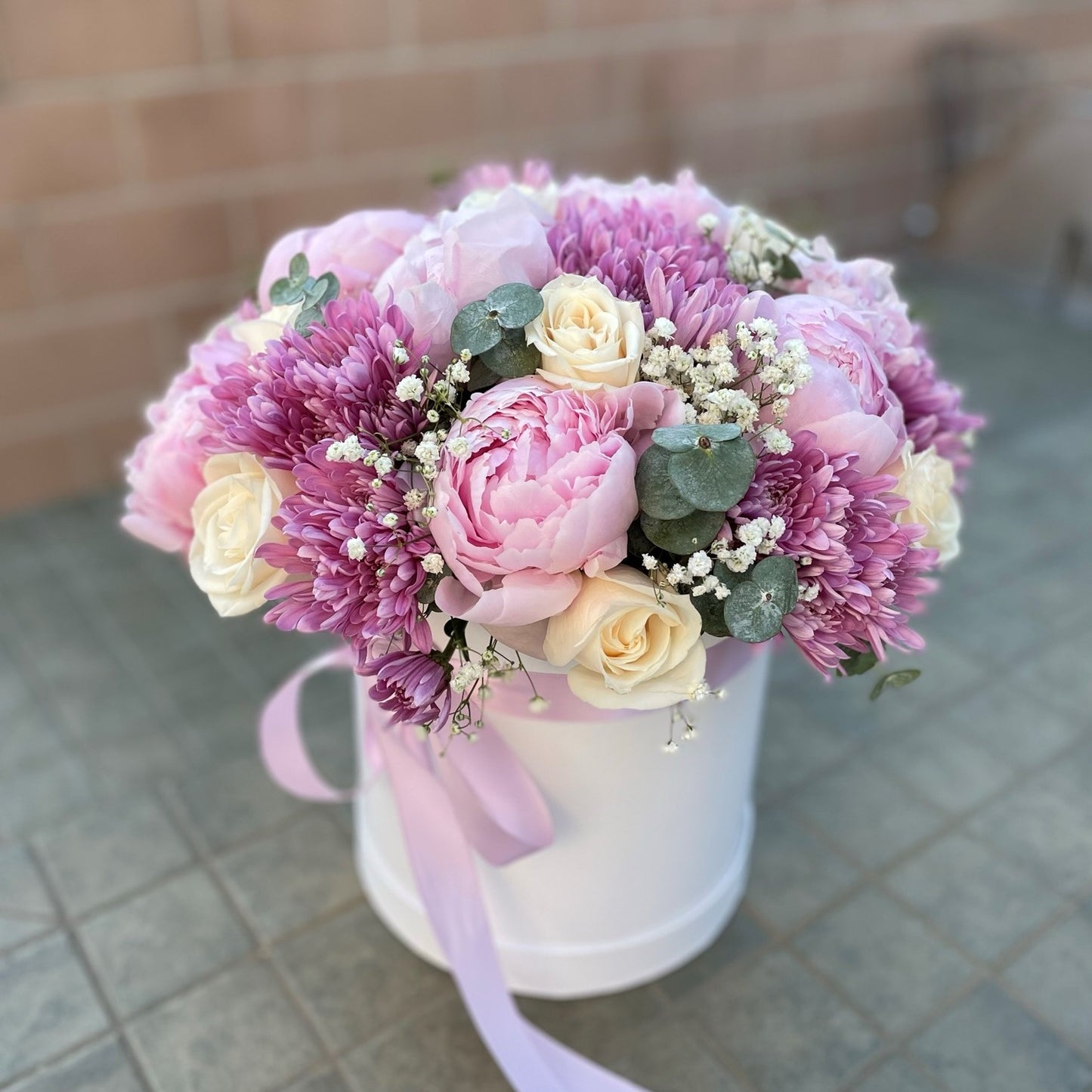 # 52 Pink Peonies with Blue hydrangeas