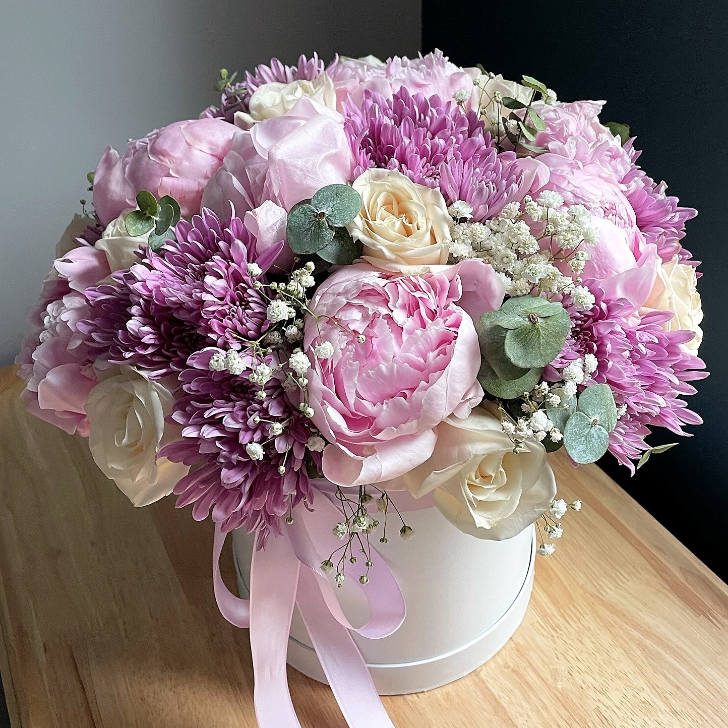 # 52 Pink Peonies with Blue hydrangeas