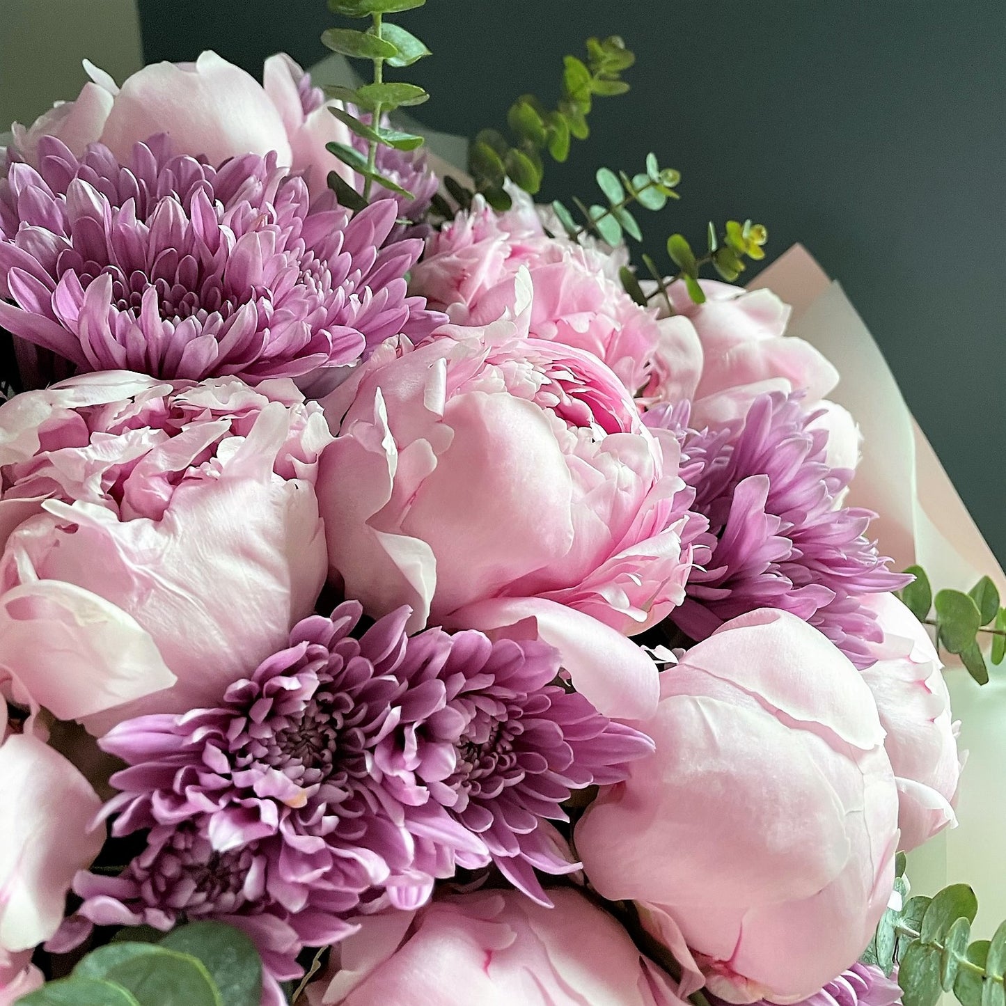 # 50 Bouquet with peonies and chrysanthemums.