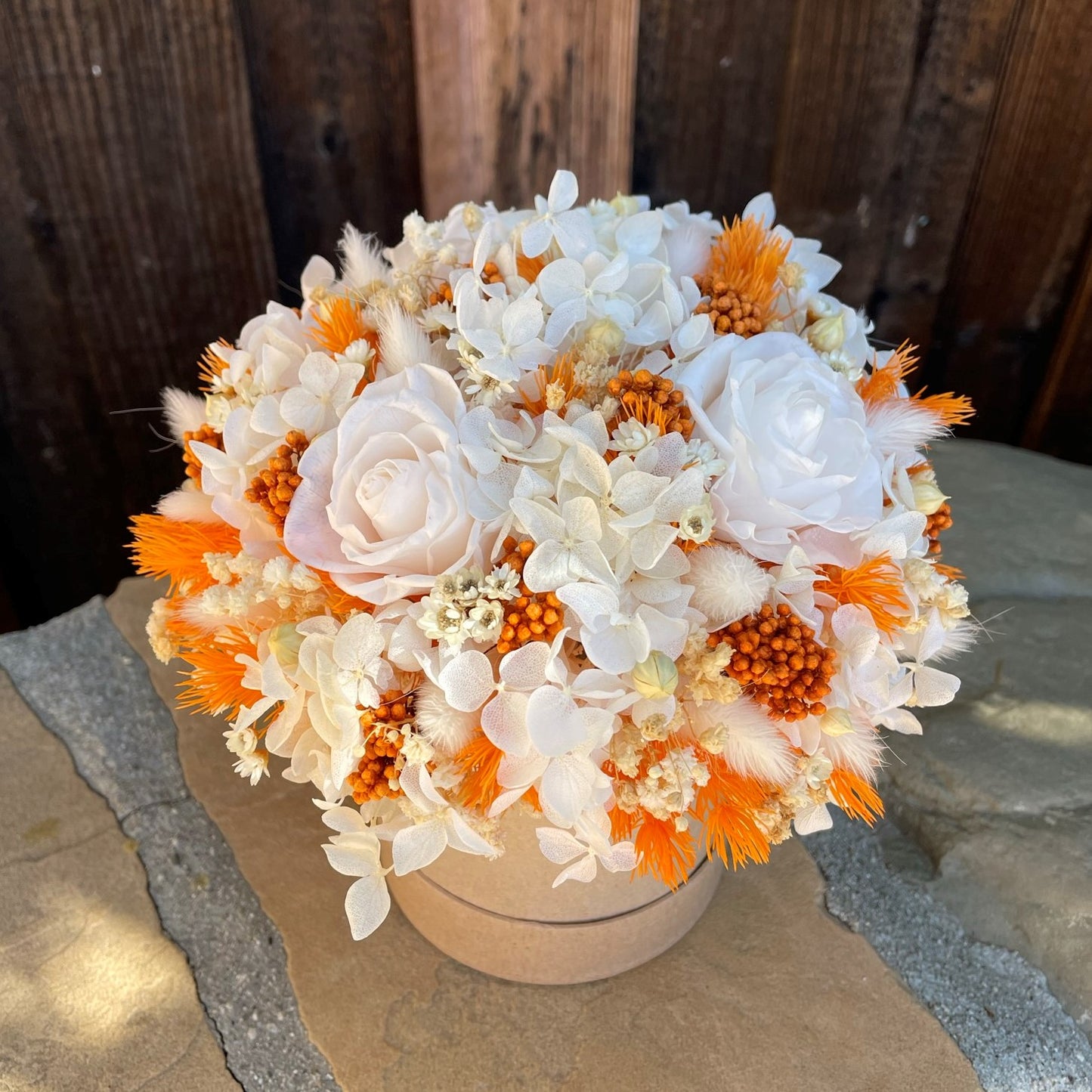 010 Luxury Everlasting Flower Arrangement with Preserved Roses and Dried flowers.