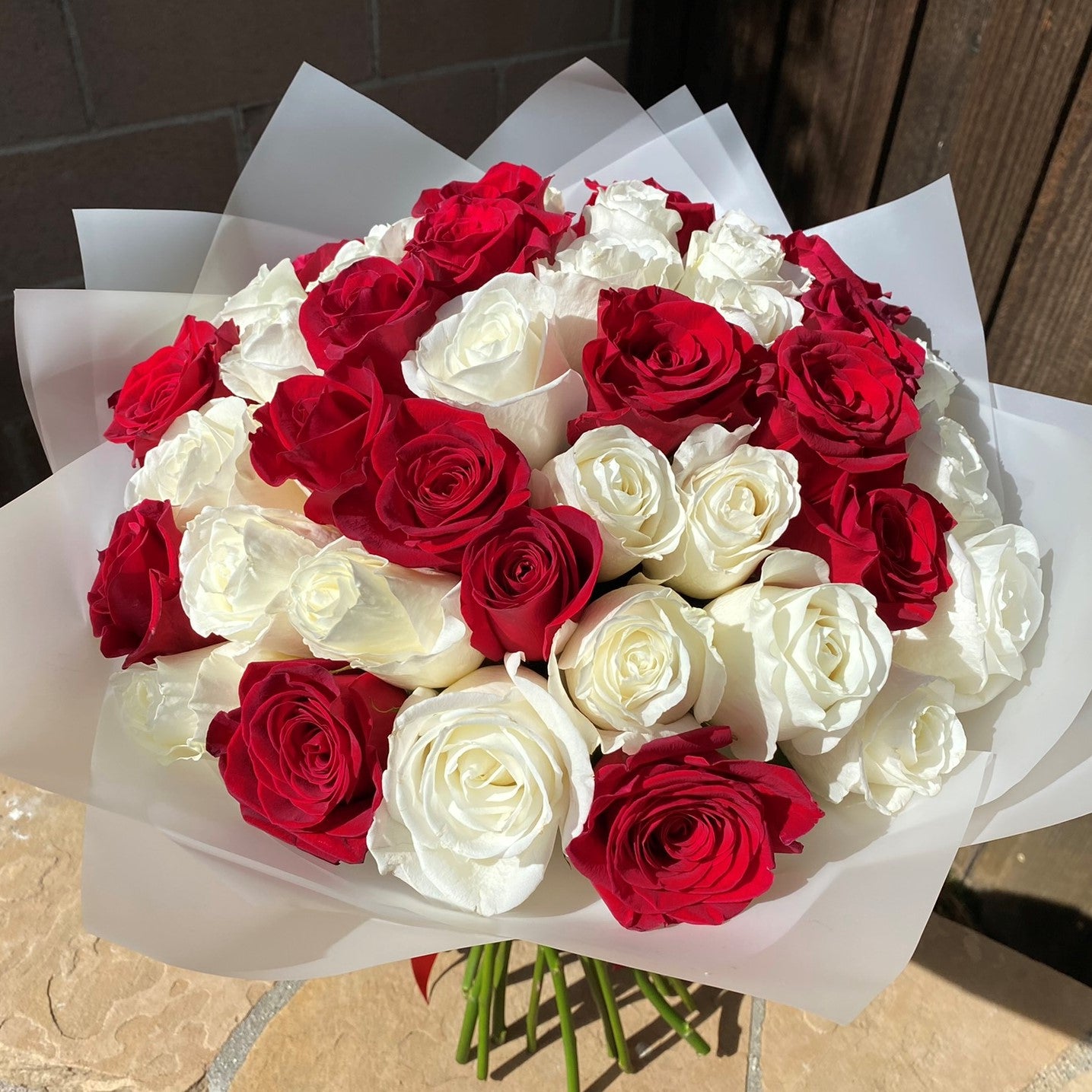 # 21 White and Red roses