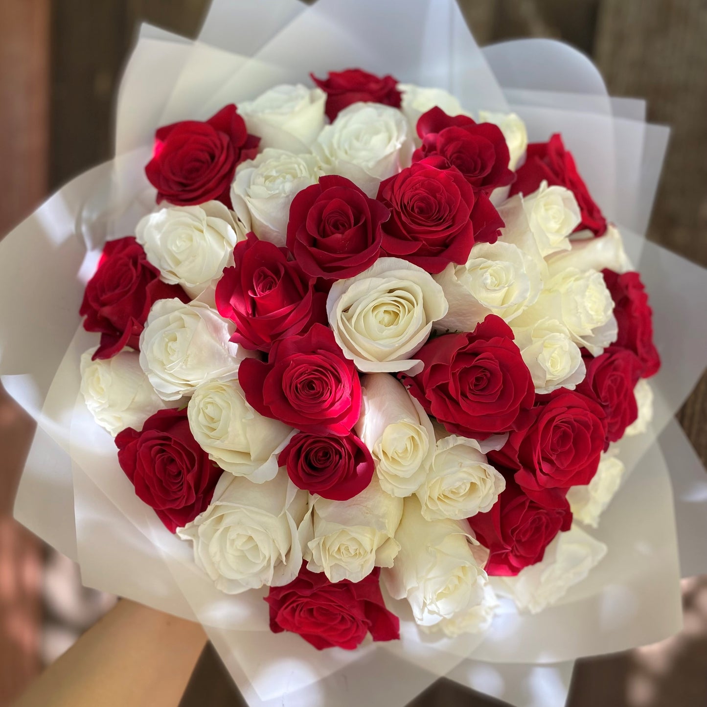 # 21 White and Red roses