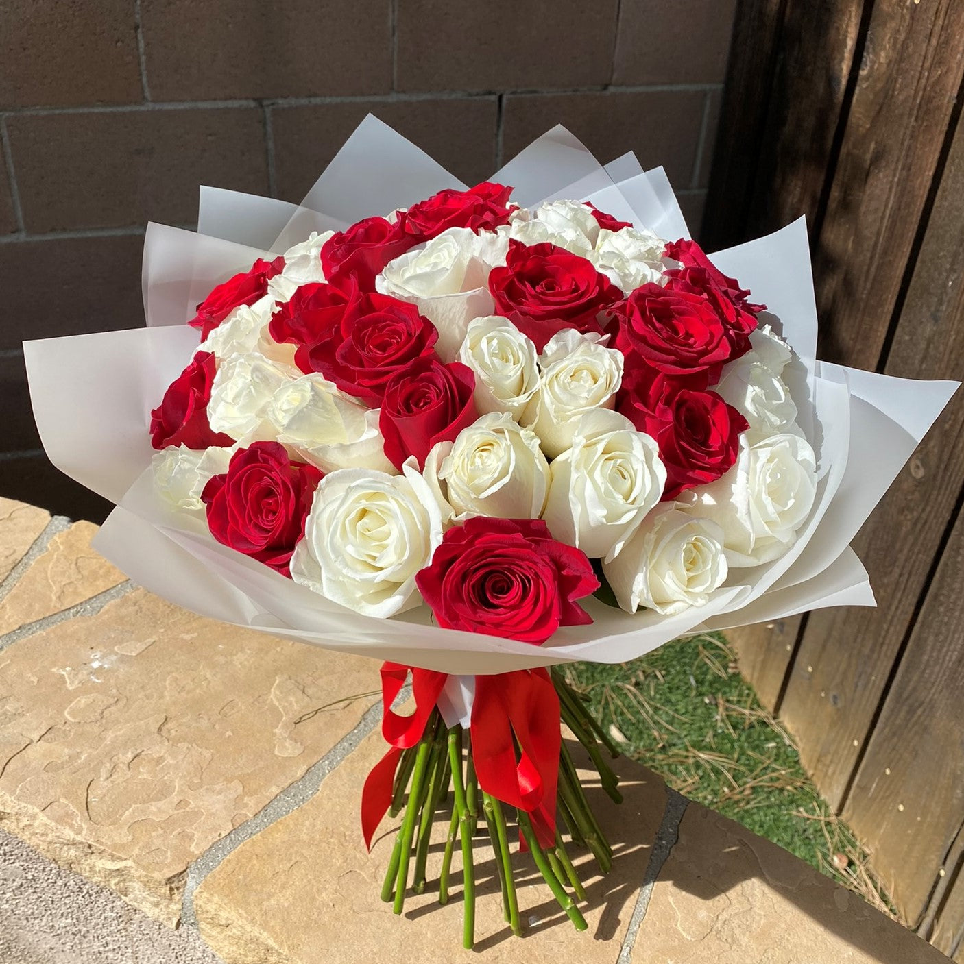 # 21 White and Red roses