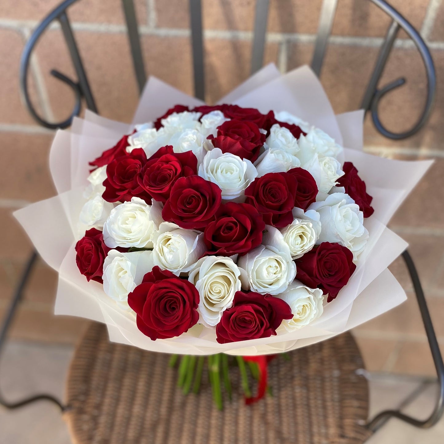 # 21 White and Red roses