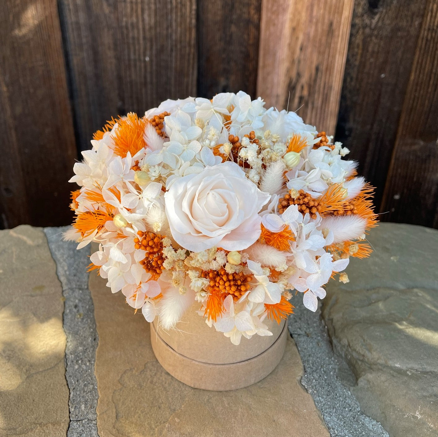 010 Luxury Everlasting Flower Arrangement with Preserved Roses and Dried flowers.