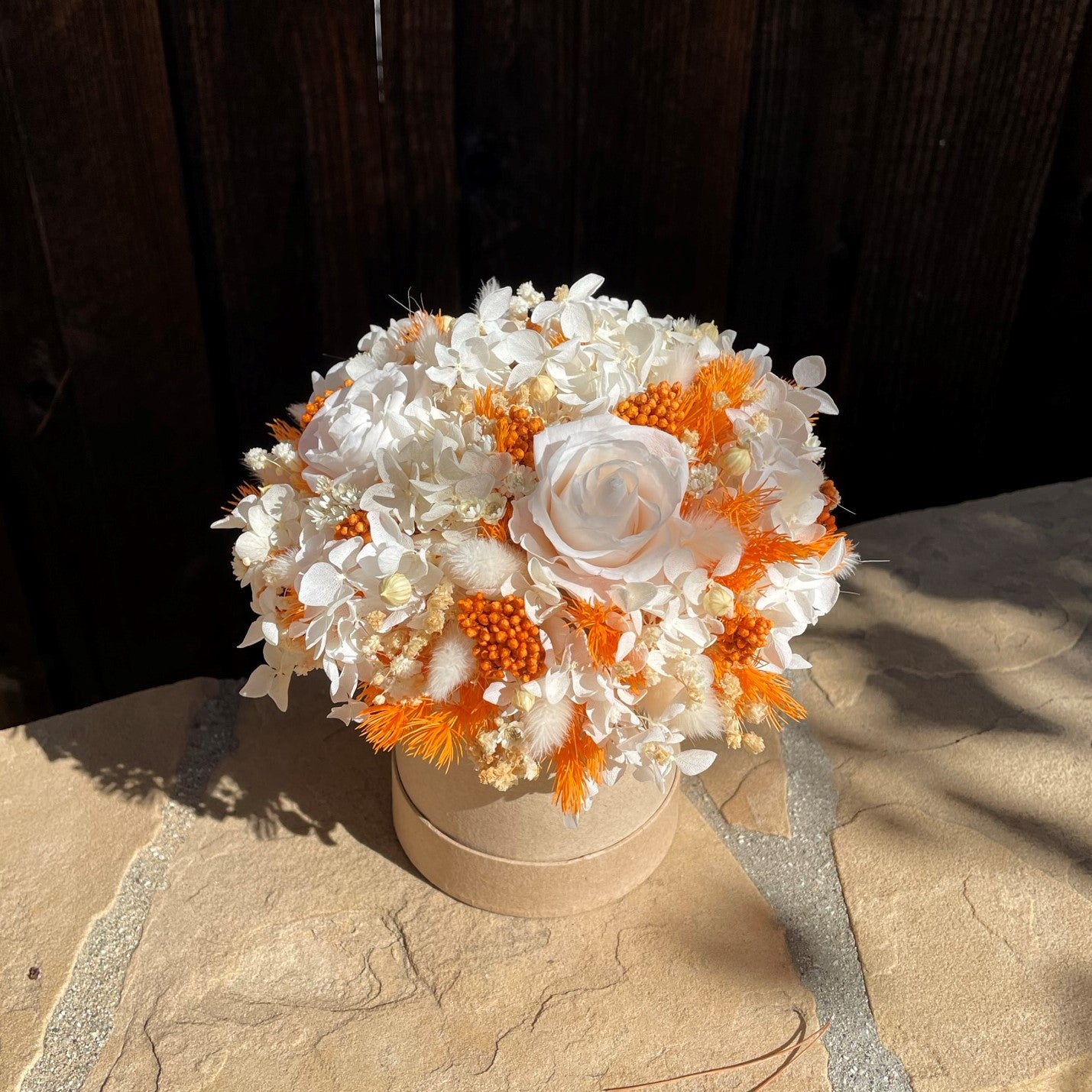 010 Luxury Everlasting Flower Arrangement with Preserved Roses and Dried flowers.